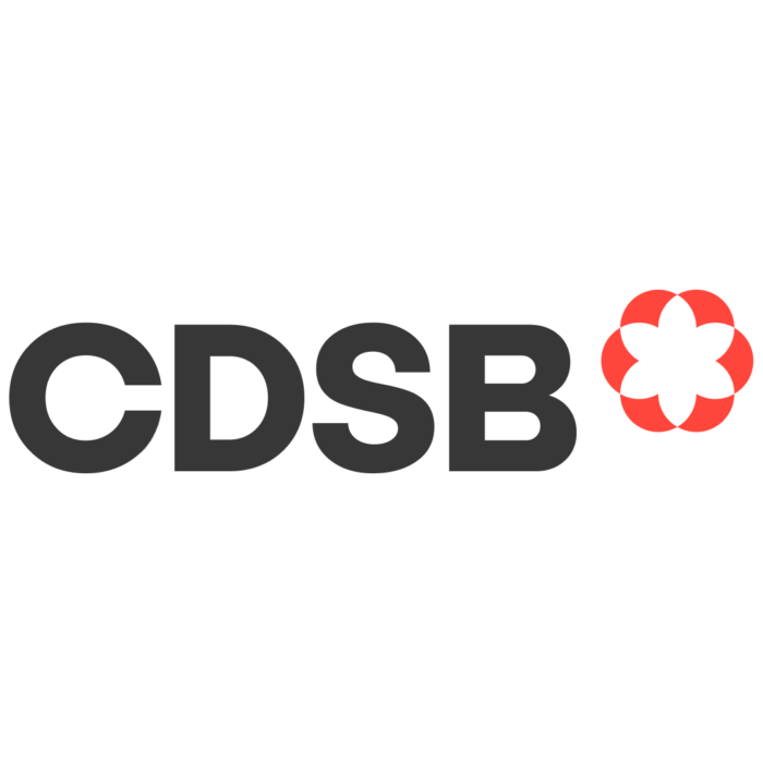 Timmins Care CDSB logo featuring the acronym in bold black letters followed by a red and white flower-like symbol on a white background. Cochrane District Social Services Administration Board