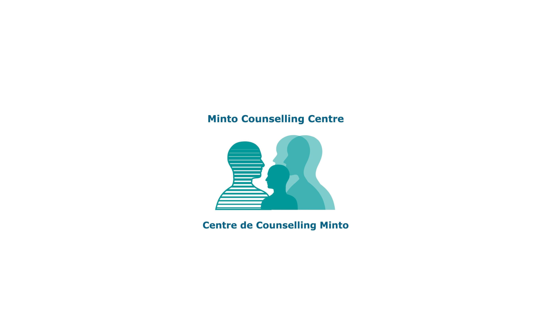 Timmins Care A logo with silhouettes of three people in teal shades, with the text "Minto Counselling Centre / Centre de Counselling Minto" above and below the figures. Cochrane District Social Services Administration Board